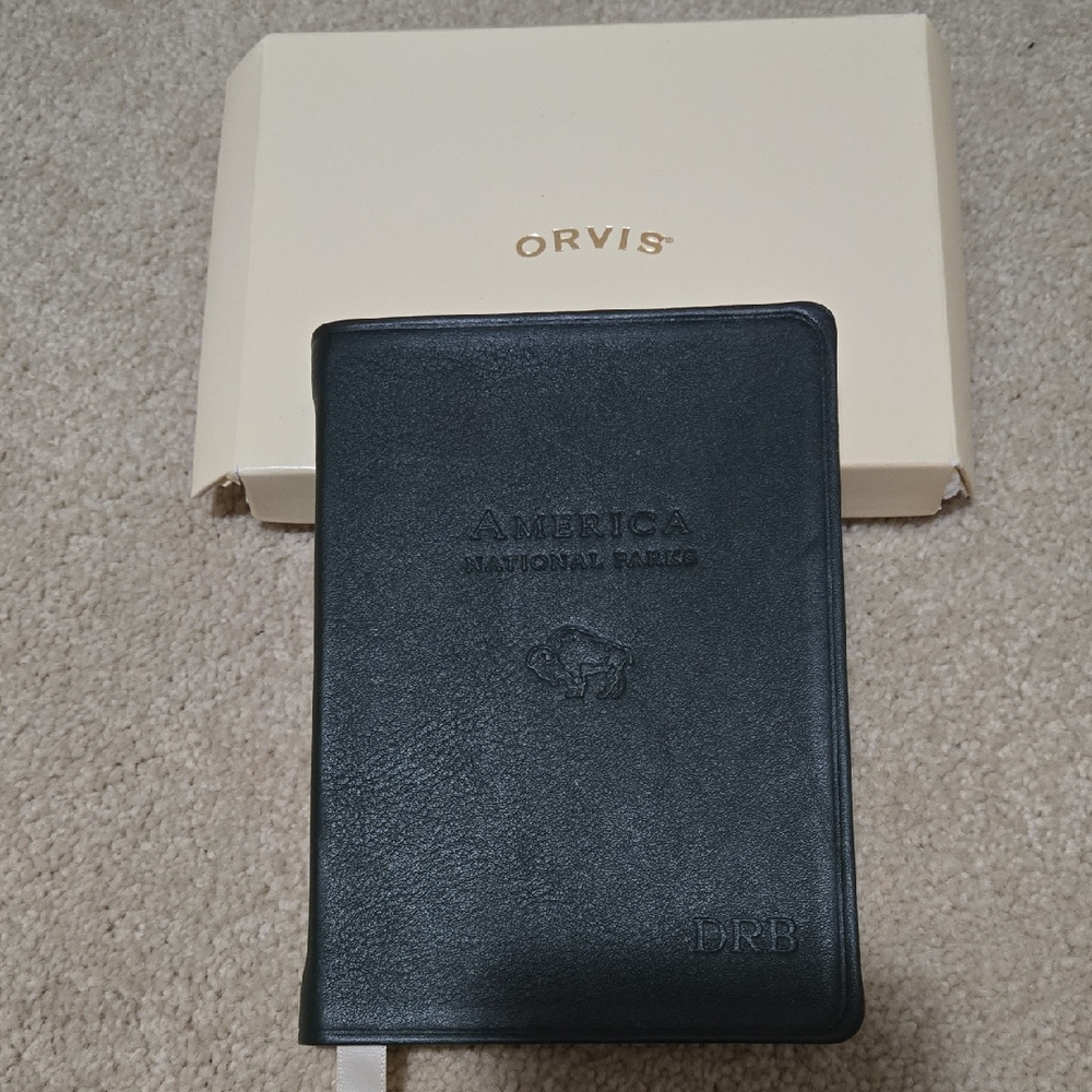Orvis Dark Green Leather Notebook Of America National Parks 6" x 4" - New